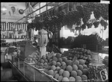 Image: Creator unknown :Photograph of the interior of a greengrocers shop