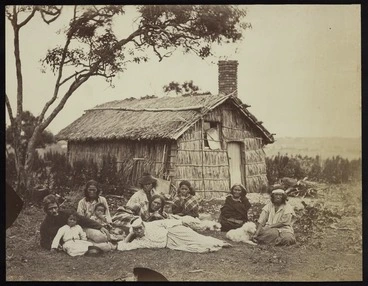 Image: Maori family group, near Auckland - Photograph taken by Herbert Deveril