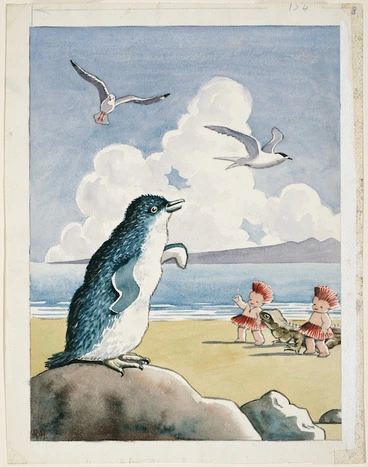 Image: Acres, Avis, 1910-1994 :[They met the Little Blue Penguin. 1955-56].