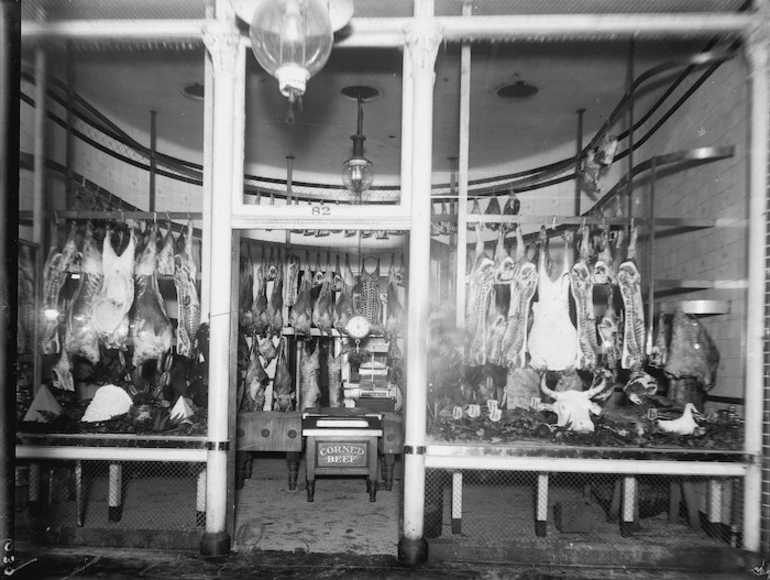 Image: Carcasses in a butcher shop