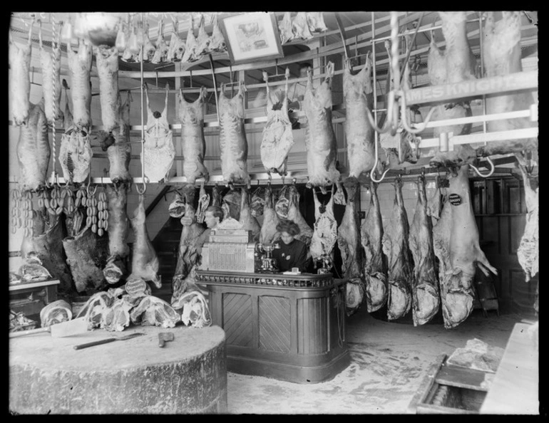 Image: The interior of a butcher shop