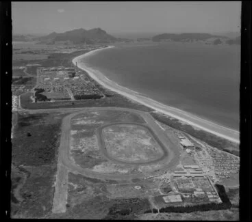 Image: Coastal view, Ruakaka, Whangarei District, Northland Region, featuring racecourse and Marsden Point Power Station