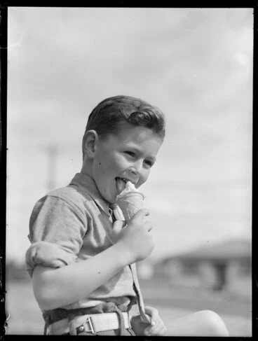 Image: Summer Child Studies series, unidentified young boy, eating an ice cream