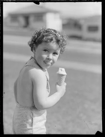 Image: Summer Child Studies series, unidentified young girl, with an ice cream