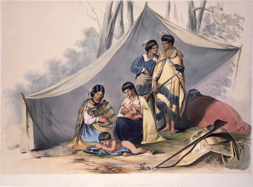 Image: Oliver, Richard Aldworth, 1811-1889: "Half-castes of Pomare's pah" (Bay of Islands). Capt Oliver delt. Dickinson & Co. lith. [London, 1852]