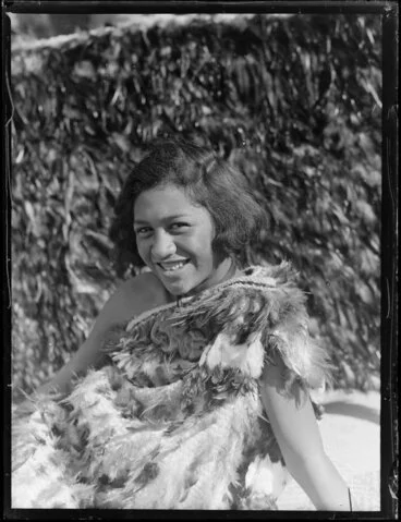 Image: Molly Runga Raukura of Tokaanu dressed in a kahu huruhuru