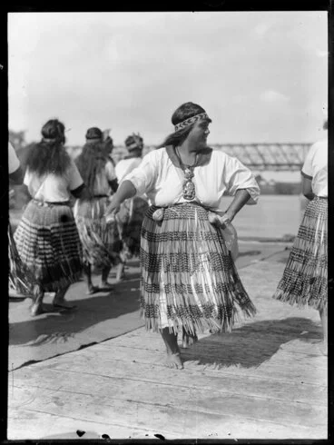 Image: Maori women performing an action song, Waikato