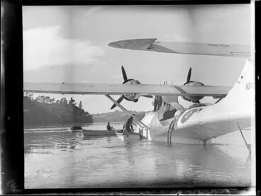 Image: Launching the beaching gear from the Catalina, Hobsonville, Auckland