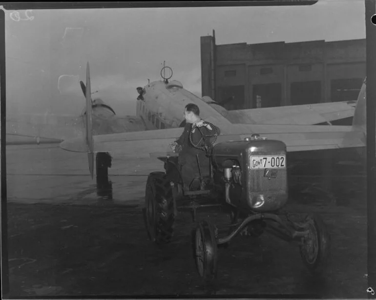 Image: Towing aircraft from the hangar, Wigram, Christchurch