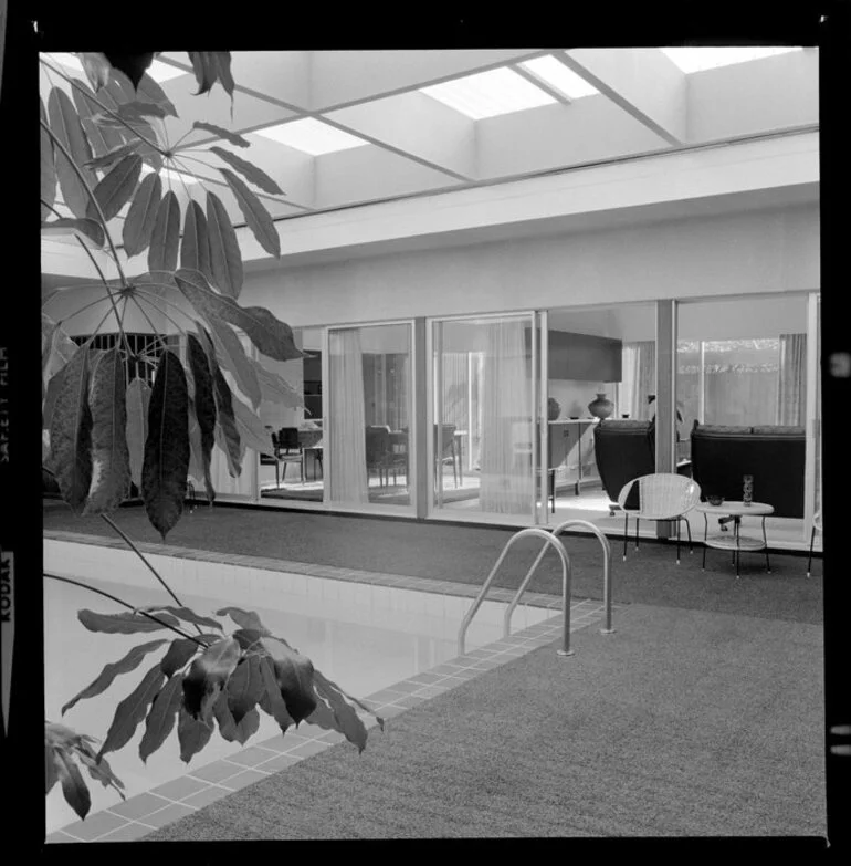 Image: Tuston house, view from swimming pool area to living room and dining room