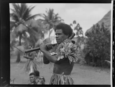 Image: Unidentified male dancer at the meke, Lautoka, Fiji