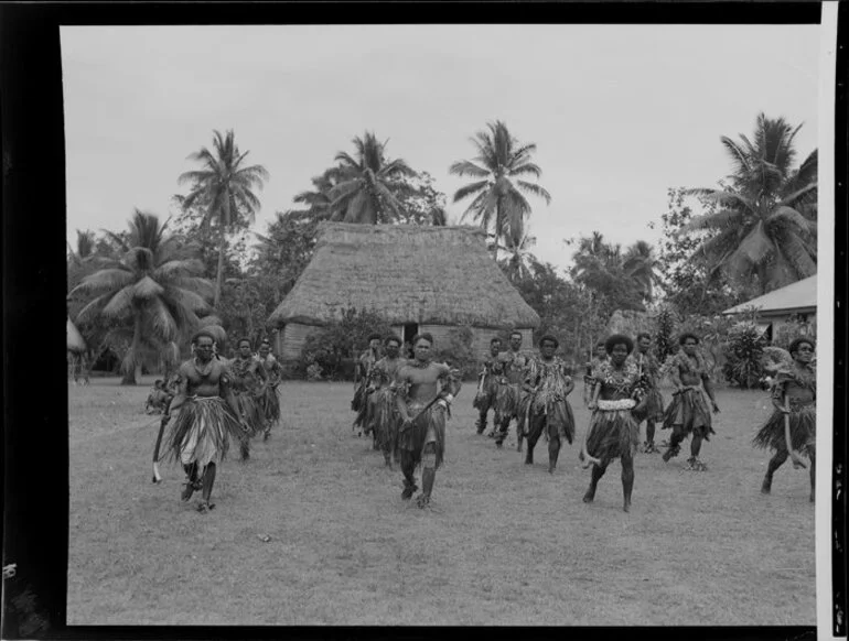 Image: Male dancers at the meke, Lautoka, Fiji