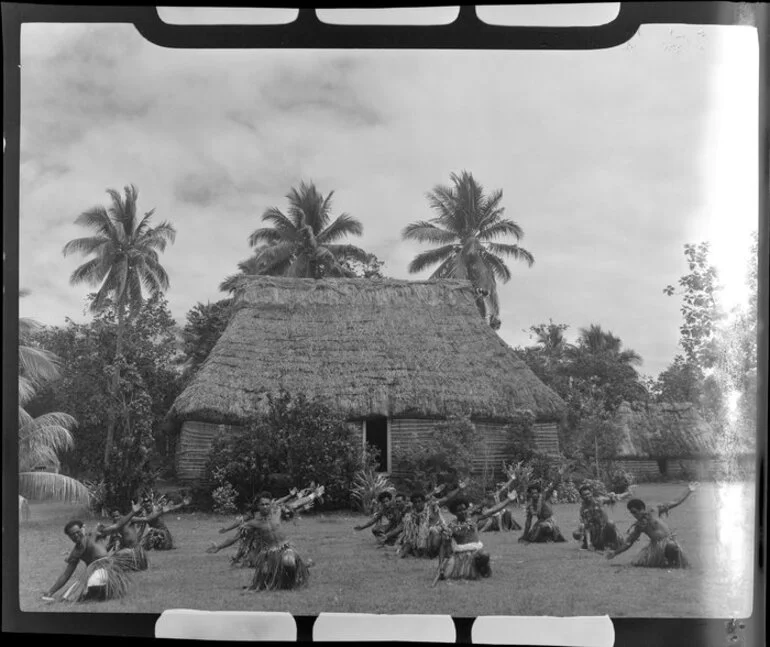 Image: Male dancers at the meke, Lautoka, Fiji