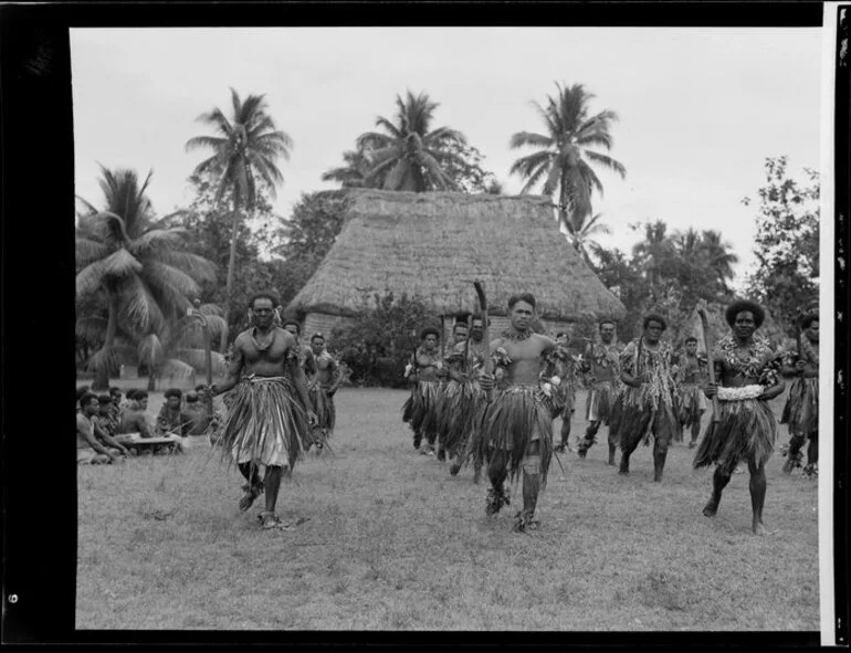 Image: Male dancers at the meke, Lautoka, Fiji