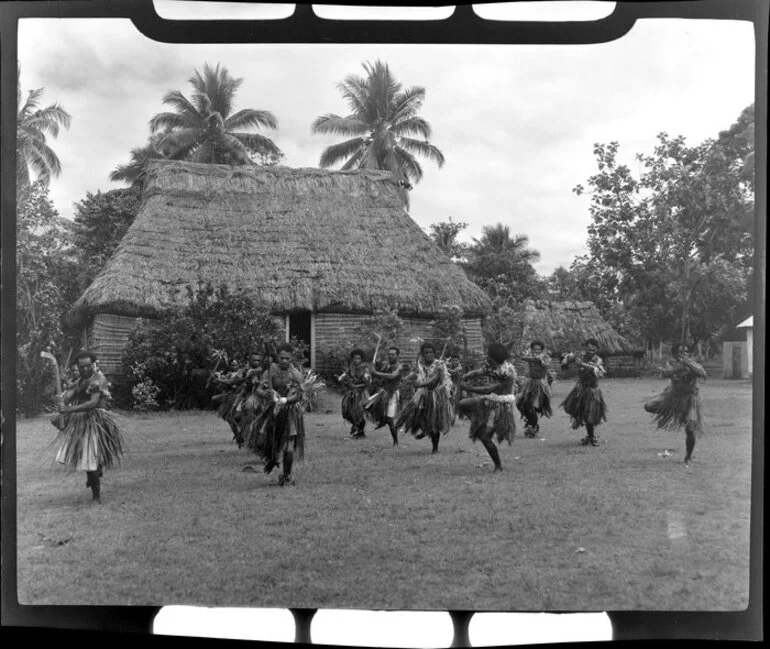 Image: Male dancers at the meke, Lautoka, Fiji