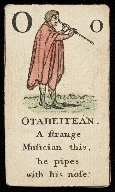 Image: Artist unknown :O; Otaheitean, a strange musician this, he pipes with his nose! [London, ca 1790]