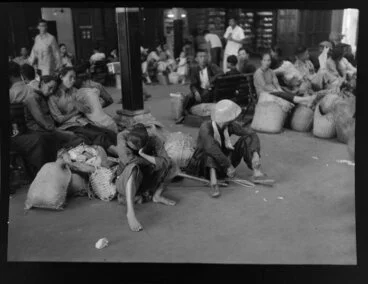 Image: Unidentified refugees from Canton at railway station, Kowloon, Hong Kong