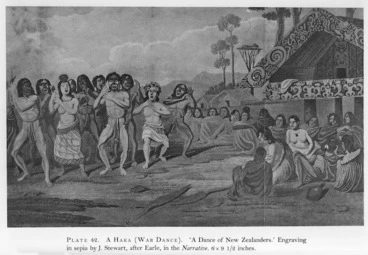 Image: Earle, Augustus, 1793-1838 :A dance of New Zealanders. Drawn by A. Earle. Engraved by J. Stewart. Published by Longman & Co., London, May 1832.