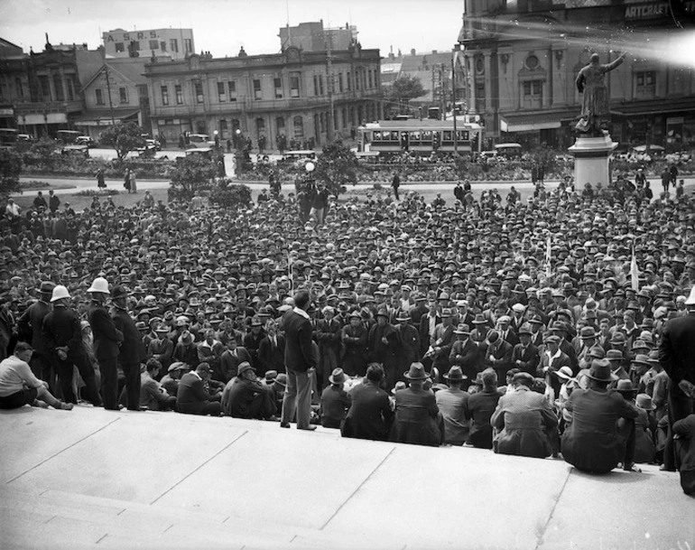 Image: Unemployment demonstration outside parliament buildings