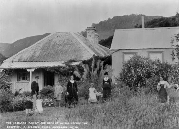Image: The Haszard family and home at Wairoa before the eruption