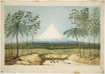 Image: Heaphy, Charles, 1820-1881 :Mt Egmont from the southward. [September? 1840]