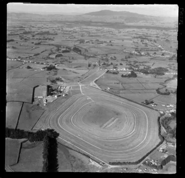 Image: Waipa Racing Club, Te Awamutu, Waikato, view over racecourse with Ohaupo Road, farmland beyond