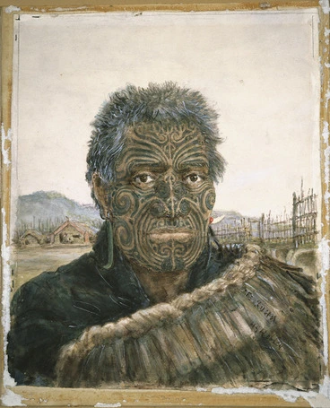 Image: Head and shoulders portrait of Te Kuka. July, 1864