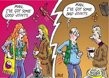 Image: "Man, I've got some good joints." "Man, I've got some bad joints." 16 November, 2004.
