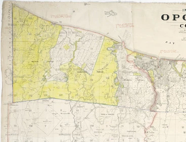 Image: [Sims Commission?] :[Map showing Maori land confiscation in Bay of Plenty Confiscation area] [map with ms annotations]. [1927?]