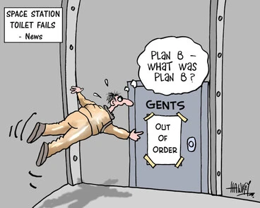 Image: 'Space Station toilet fails - News'. "Plan B - What was Plan B?" 30 May, 2008