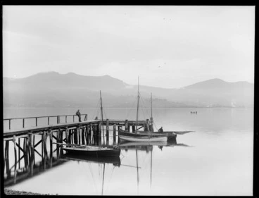 Image: Broad Bay, Dunedin, with jetty and boats