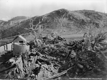 Image: Ruins of Charles Haszard's Te Wairoa school house after the Tarawera eruption
