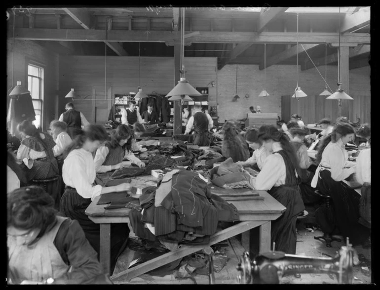 Image: Tailoresses at work, clothing factory, Christchurch