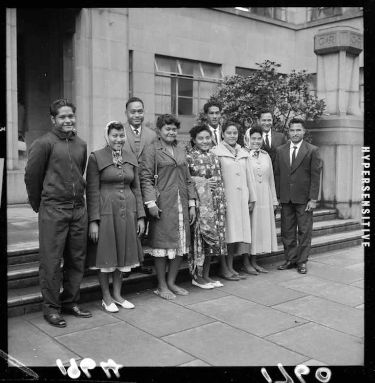 Image: Group of 10 people from Tokelau after they moved to Wellington.