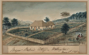 Image: Baker, Richard, 1810-1854 :Major Baker's cottage, Wellington, May 1st 1841.