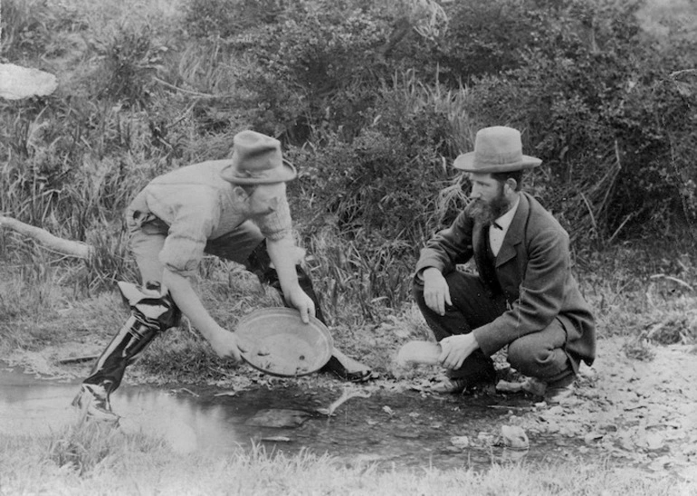 Image: Carruthers, K (Miss) : Photograph of two men panning for gold