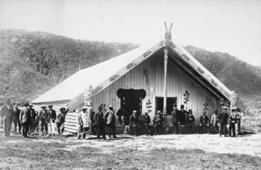 Image: Ross, Malcolm, 1862-1930 :Runanga house at Ruatoki [Rongokarae whare on Tauarau Marae]