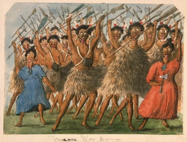 Image: [Gold, Charles Emilius] 1809-1871 :Maori war dance [ca 1855]