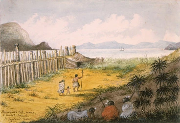 Image: Gold, Charles Emilius 1809-1871 :Rangahieta's Pah, Mana & Middle Island N. Zealand March 1848