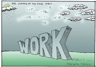 Image: THE LEAVING OF THE XMAS SPIRIT... Work. Sunday News, 9 January 2005