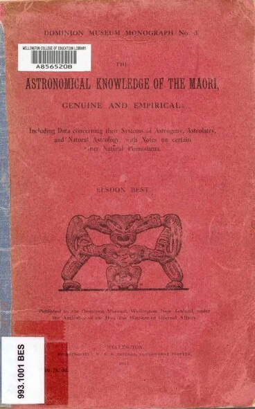 Front Cover - The Astronomical Knowledge of the Maori, Genuine and Empirical Image: Front Cover - The Astronomical Knowledge of the Maori, Genuine and Empirical