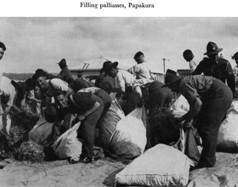 Image: Filling palliasses, Papakura