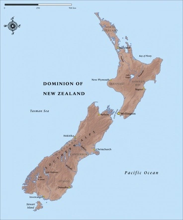 Image: Map of New Zealand in 1914