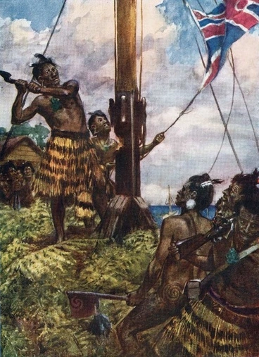 Image: Hōne Heke fells the flagstaff at Kororāreka