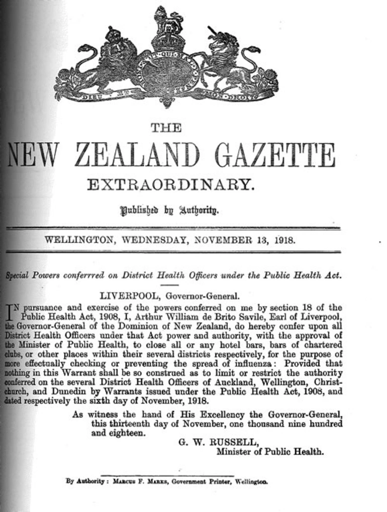 Image: Influenza Gazette notice