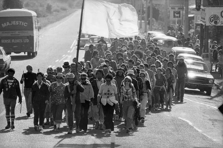 Image: Māori land march passes through Awapuni