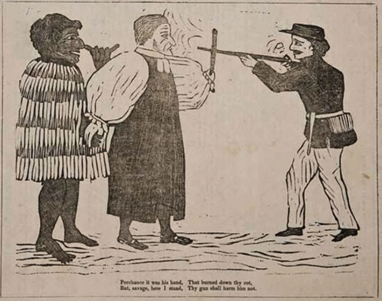 Image: Missionary protection of Māori cartoon