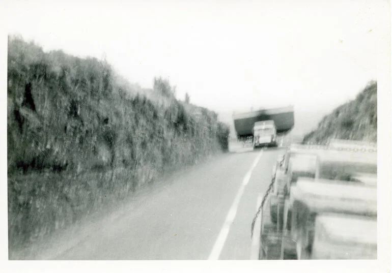 Image: Steel barge on the move 1950s