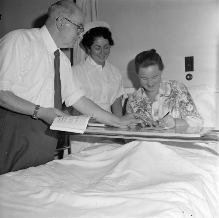 Image: Voting from hospital bed, 1960