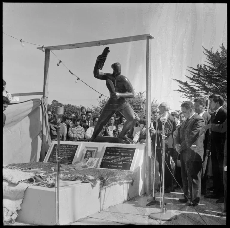 Image: Dr Maharaia Winiata memorial unveiling memorial. Statue.